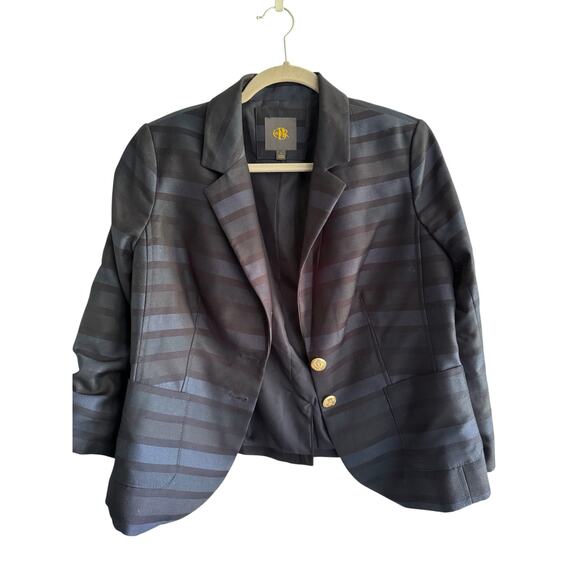 Outback Red Navy Black Striped Blazer Gold Buttons Preppy Career size large - Picture 3 of 7
